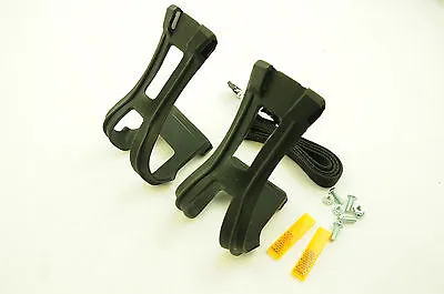 WELLGO MT-12 DOUBLE PRONG MTB,ATB PEDAL TOE CLIPS STRAP SET   REFLECTORS MEDIUM